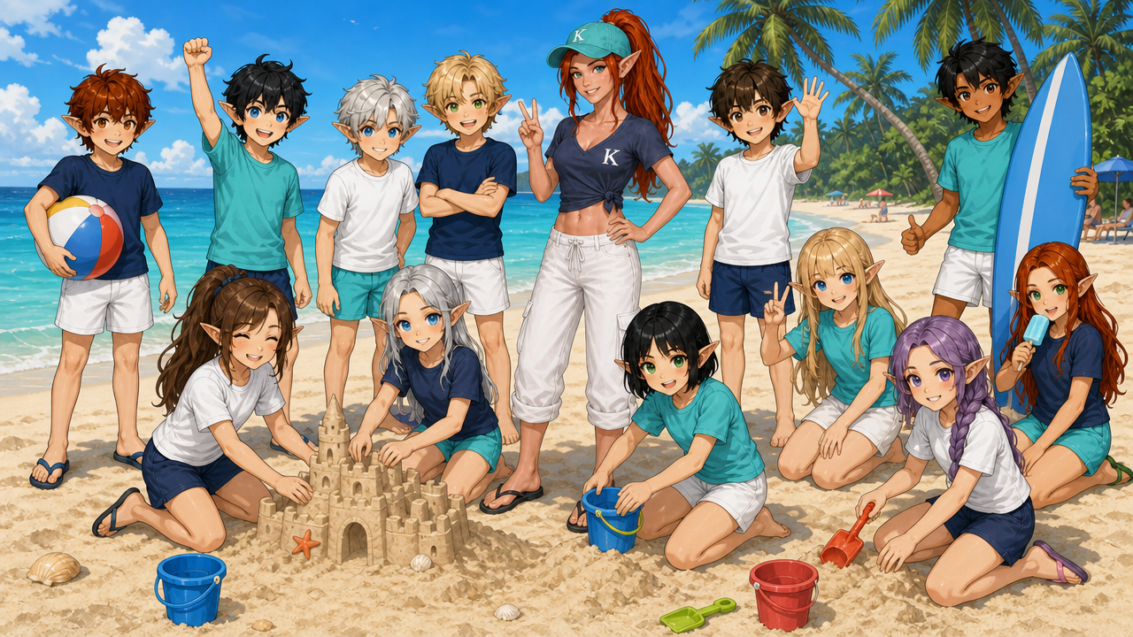Kandreyne and the Elmwood Village children enjoying a day at the beach